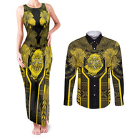Niue The Rock Couples Matching Tank Maxi Dress and Long Sleeve Button Shirt The Island Of The Uga LT05 Black - Polynesian Pride