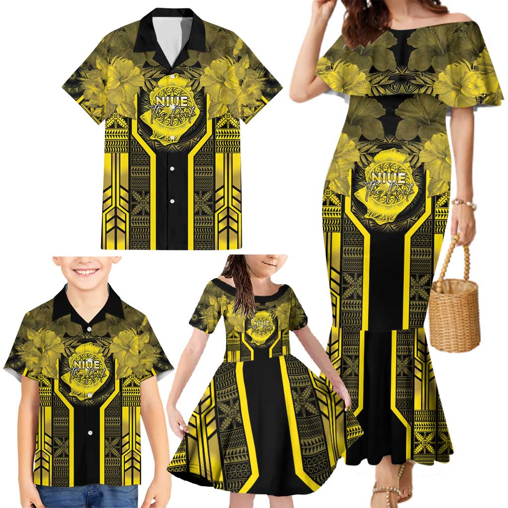 Niue The Rock Family Matching Mermaid Dress and Hawaiian Shirt The Island Of The Uga LT05 - Polynesian Pride