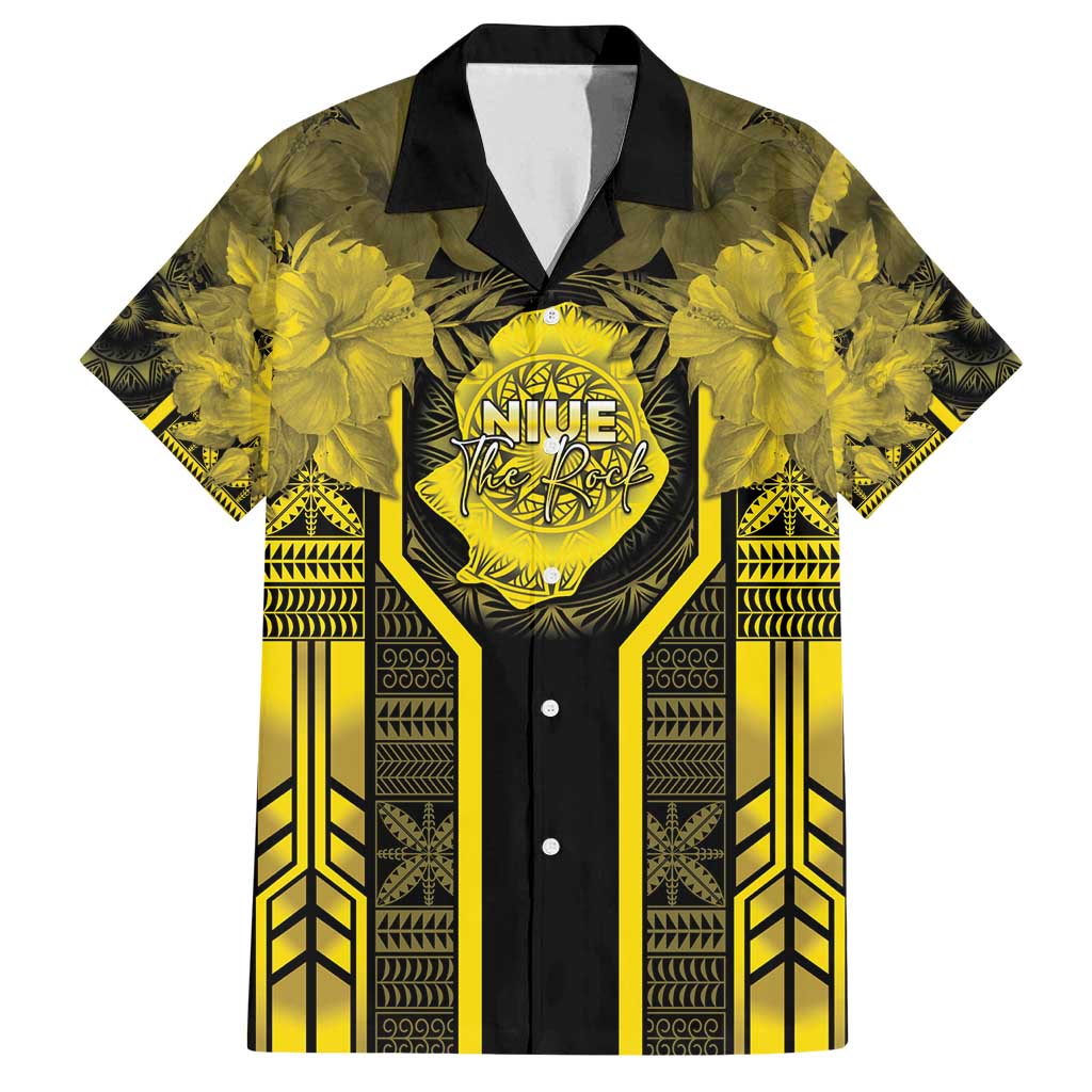 Niue The Rock Family Matching Off Shoulder Maxi Dress and Hawaiian Shirt The Island Of The Uga LT05 Dad's Shirt - Short Sleeve Black - Polynesian Pride