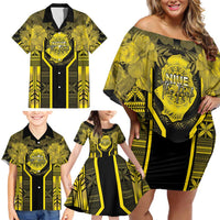 Niue The Rock Family Matching Off Shoulder Short Dress and Hawaiian Shirt The Island Of The Uga LT05 - Polynesian Pride