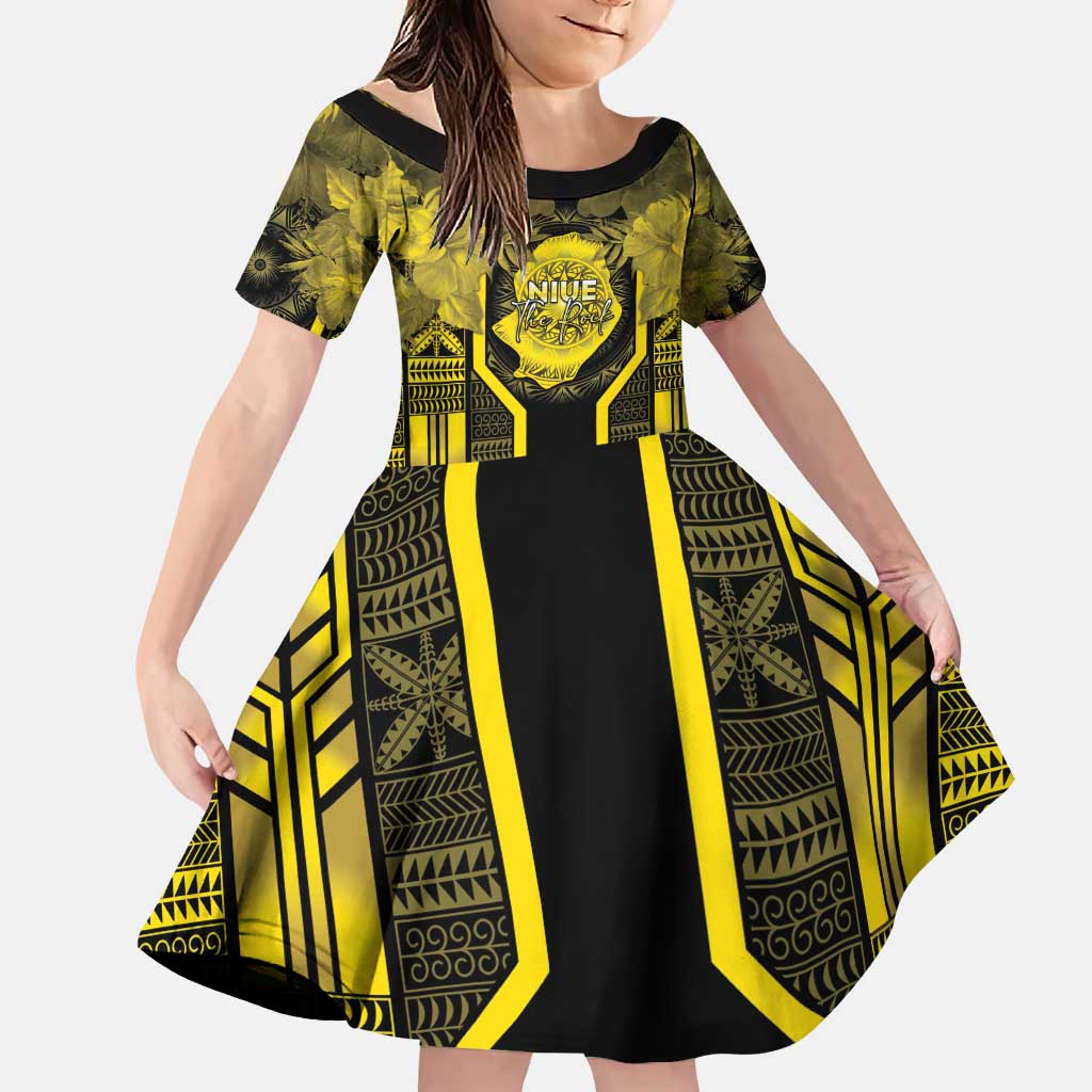 Niue The Rock Family Matching Puletasi and Hawaiian Shirt The Island Of The Uga LT05 Daughter's Dress Black - Polynesian Pride