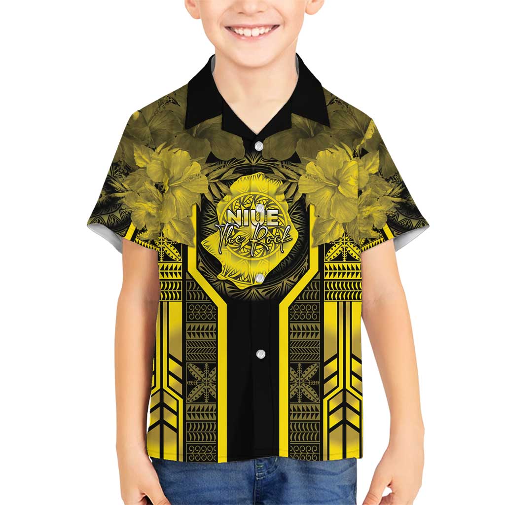 Niue The Rock Family Matching Puletasi and Hawaiian Shirt The Island Of The Uga LT05 Son's Shirt Black - Polynesian Pride