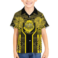 Niue The Rock Family Matching Summer Maxi Dress and Hawaiian Shirt The Island Of The Uga LT05 Son's Shirt Black - Polynesian Pride