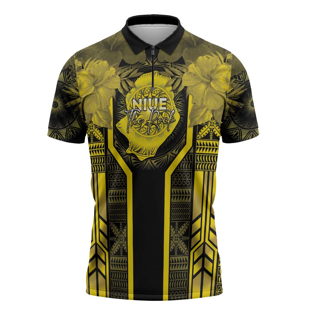 Niue The Rock Zipper Polo Shirt The Island Of The Uga - Polynesian Pride