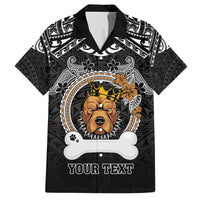 Personalized Pitbull Dog Family Matching Long Sleeve Bodycon Dress and Hawaiian Shirt With Polynesian Heart Name Tags LT05 Dad's Shirt - Short Sleeve Black - Polynesian Pride