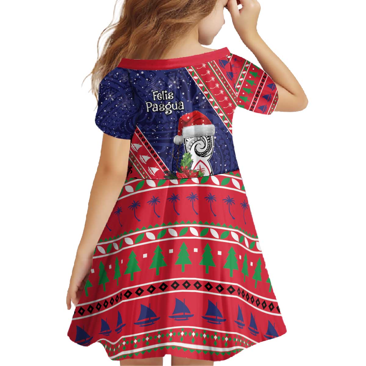 Guam Christmas Family Matching Off The Shoulder Long Sleeve Dress and Hawaiian Shirt Felis Nabidat Guaman Seal With Poinsettia LT05 - Polynesian Pride