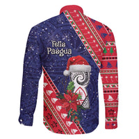 Guam Christmas Family Matching Off The Shoulder Long Sleeve Dress and Hawaiian Shirt Felis Nabidat Guaman Seal With Poinsettia LT05 - Polynesian Pride