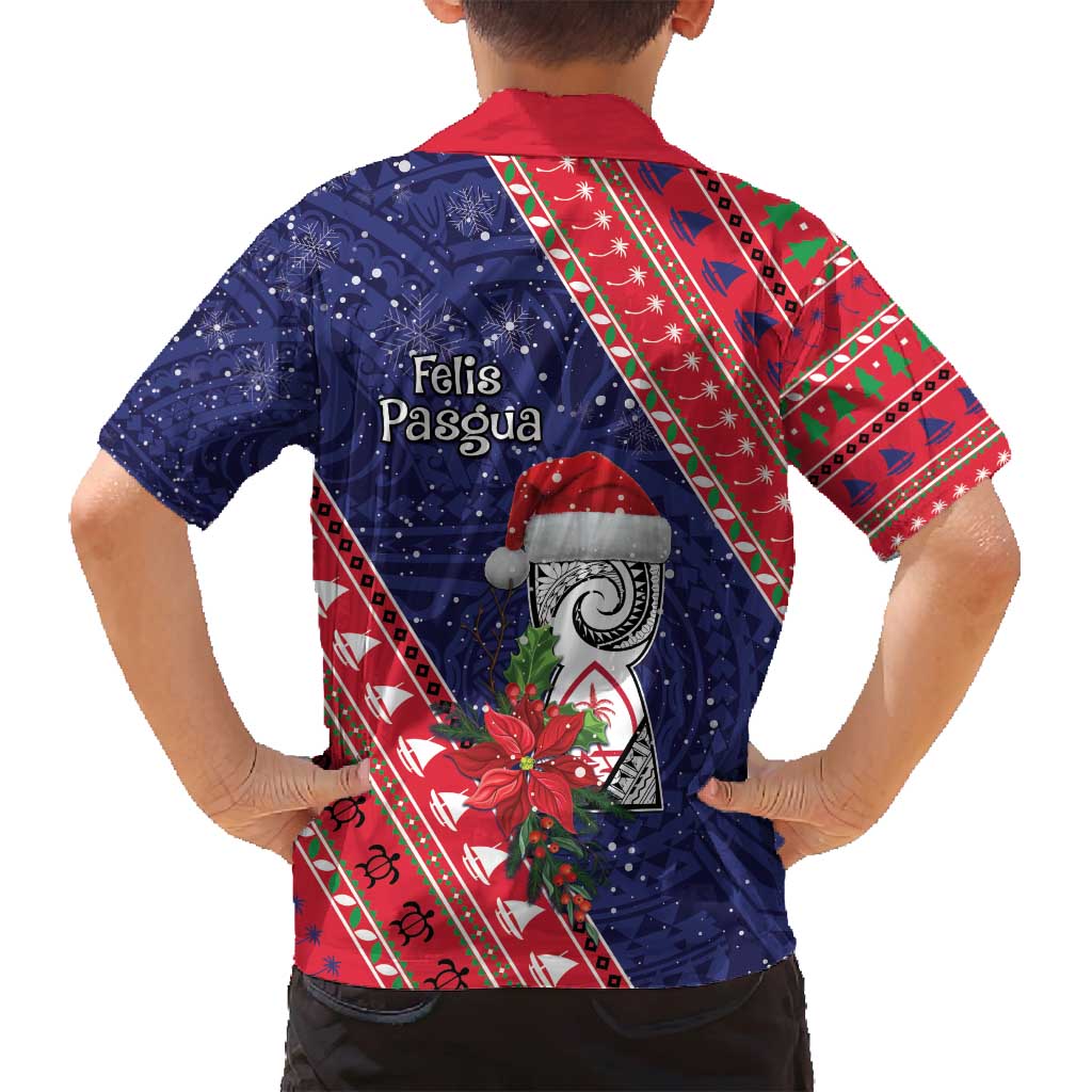 Guam Christmas Family Matching Off Shoulder Maxi Dress and Hawaiian Shirt Felis Nabidat Guaman Seal With Poinsettia LT05 - Polynesian Pride