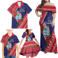 Guam Christmas Family Matching Off Shoulder Maxi Dress and Hawaiian Shirt Felis Nabidat Guaman Seal With Poinsettia LT05 - Polynesian Pride