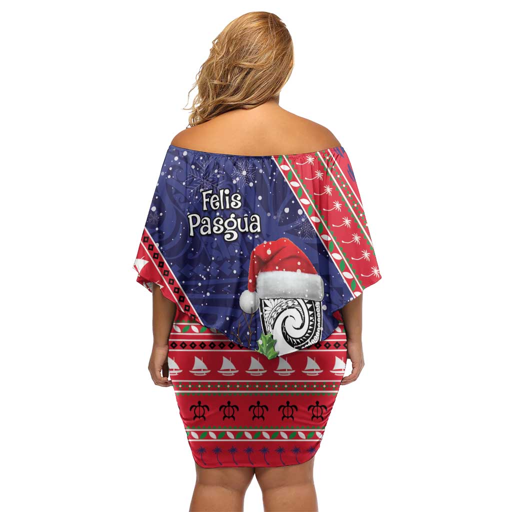Guam Christmas Family Matching Off Shoulder Short Dress and Hawaiian Shirt Felis Nabidat Guaman Seal With Poinsettia LT05 - Polynesian Pride