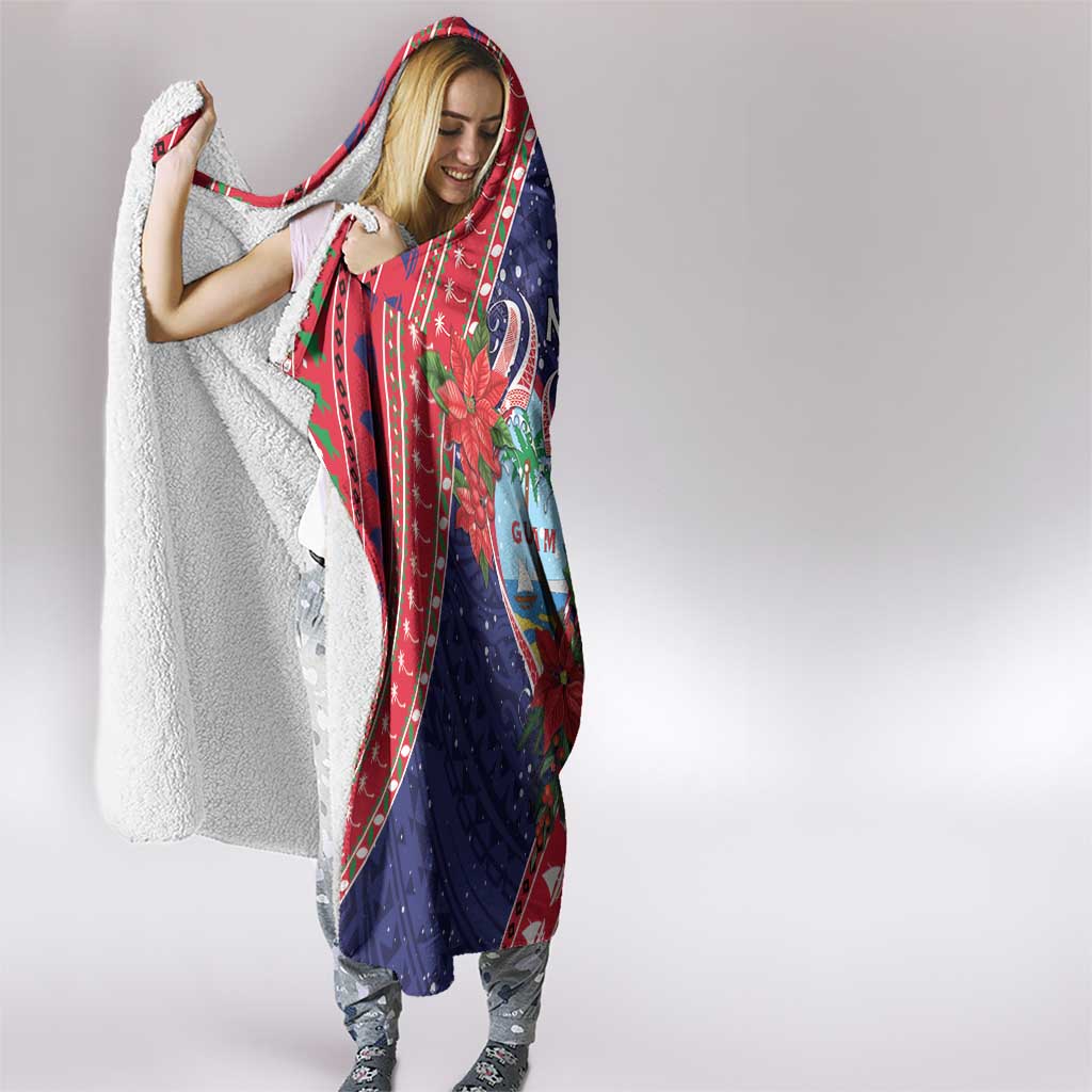 Guam Christmas Hooded Blanket Felis Nabidat Guaman Seal With Poinsettia