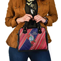 Guam Christmas Shoulder Handbag Felis Nabidat Guaman Seal With Poinsettia