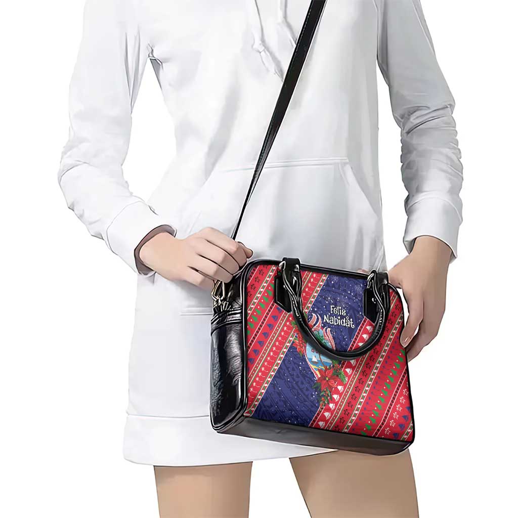 Guam Christmas Shoulder Handbag Felis Nabidat Guaman Seal With Poinsettia