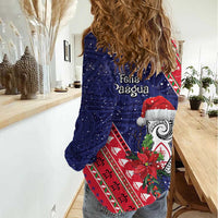 Guam Christmas Women Casual Shirt Felis Nabidat Guaman Seal With Poinsettia LT05 - Polynesian Pride