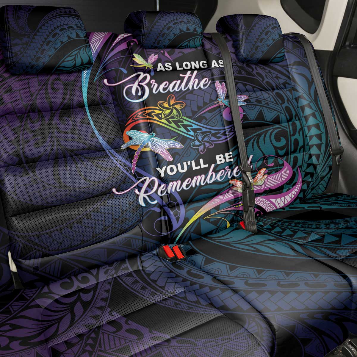 Polynesia Memorial Back Car Seat Cover Always Remembered Dragonfly Polynesian Style LT05 - Polynesian Pride