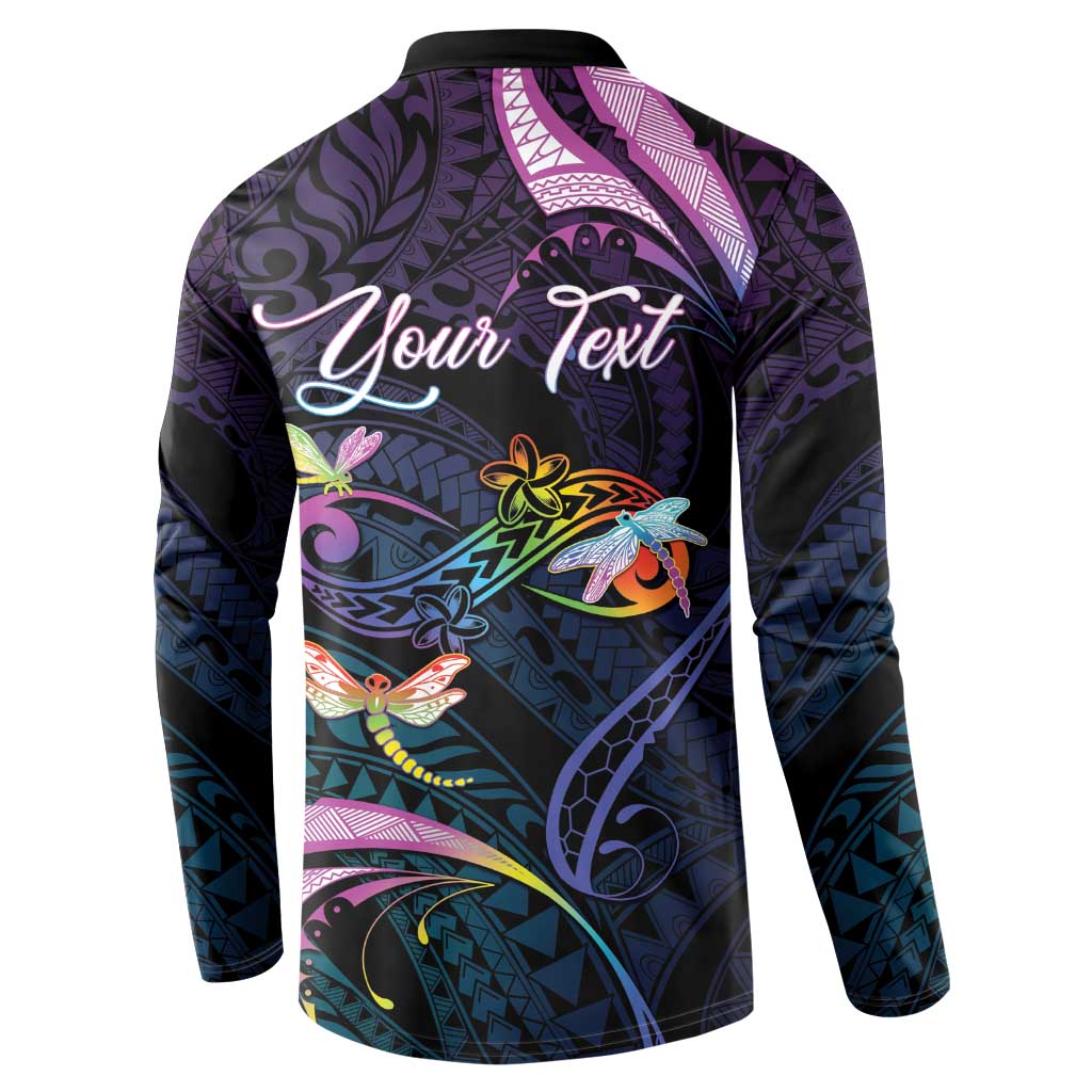 Personalised Polynesia Memorial Button Sweatshirt Always Remembered Dragonfly Polynesian Style