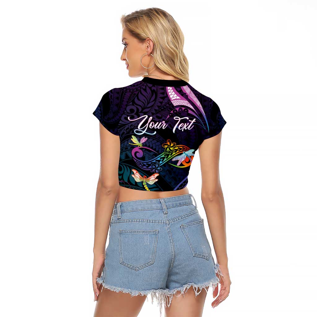 Personalised Polynesia Memorial Raglan Cropped T Shirt Always Remembered Dragonfly Polynesian Style
