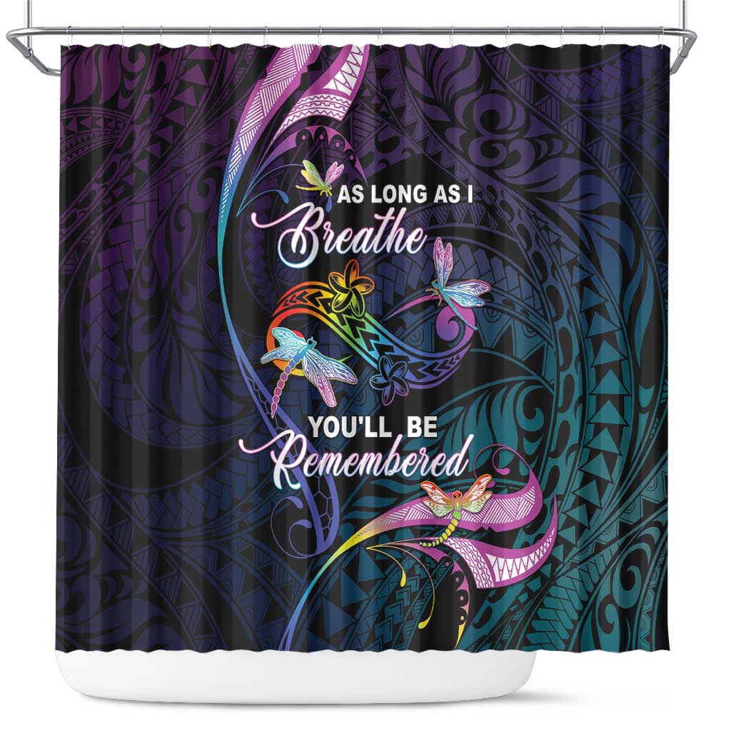 Polynesia Memorial Shower Curtain Always Remembered Dragonfly Polynesian Style LT05 Colorful - Polynesian Pride