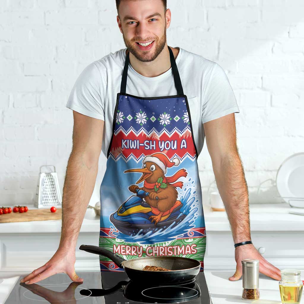 New Zealand Christmas Apron Funny Jet Ride Kiwi Xmas - Polynesian Pride