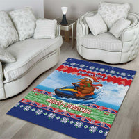 New Zealand Christmas Area Rug Funny Jet Ride Kiwi Xmas - Polynesian Pride