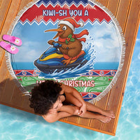 New Zealand Christmas Beach Blanket Funny Jet Ride Kiwi Xmas - Polynesian Pride