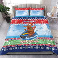New Zealand Christmas Bedding Set Funny Jet Ride Kiwi Xmas - Polynesian Pride