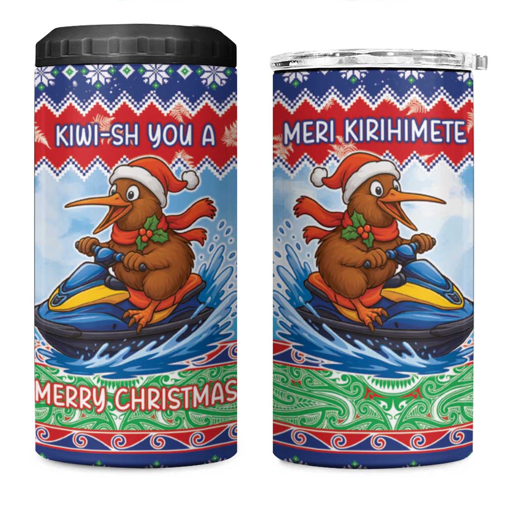 New Zealand Christmas 4 in 1 Can Cooler Tumbler Funny Jet Ride Kiwi Xmas - Polynesian Pride