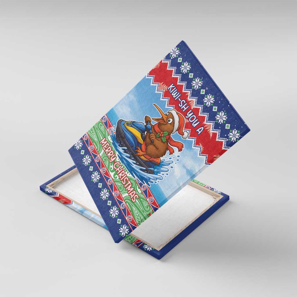 New Zealand Christmas Canvas Wall Art Funny Jet Ride Kiwi Xmas - Polynesian Pride