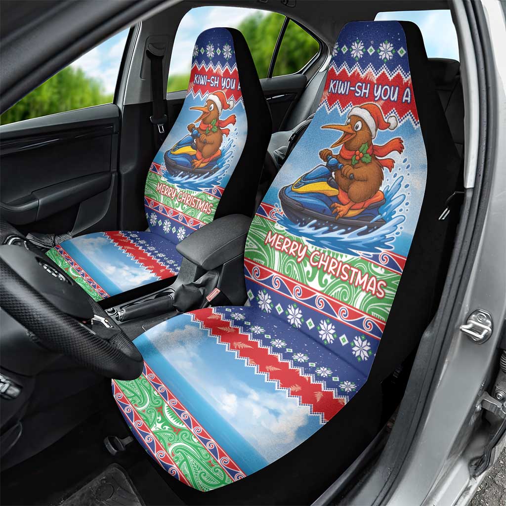 New Zealand Christmas Car Seat Cover Funny Jet Ride Kiwi Xmas - Polynesian Pride