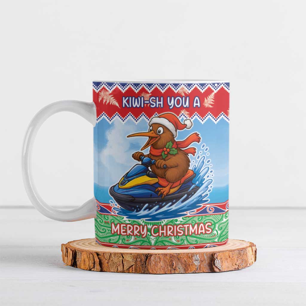 New Zealand Christmas Ceramic Mug Funny Jet Ride Kiwi Xmas - Polynesian Pride