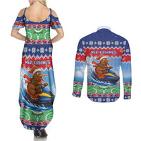 New Zealand Christmas Couples Matching Summer Maxi Dress and Long Sleeve Button Shirt Funny Jet Ride Kiwi Xmas - Polynesian Pride