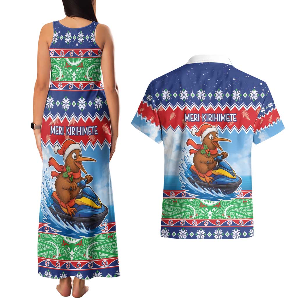 New Zealand Christmas Couples Matching Tank Maxi Dress and Hawaiian Shirt Funny Jet Ride Kiwi Xmas - Polynesian Pride