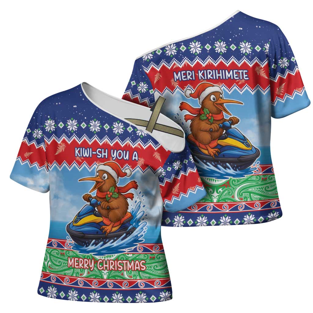New Zealand Christmas Cross Shoulder Shirt Funny Jet Ride Kiwi Xmas - Polynesian Pride