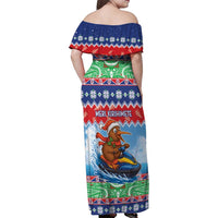 New Zealand Christmas Family Matching Off Shoulder Maxi Dress and Hawaiian Shirt Funny Jet Ride Kiwi Xmas - Polynesian Pride