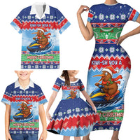 New Zealand Christmas Family Matching Short Sleeve Bodycon Dress and Hawaiian Shirt Funny Jet Ride Kiwi Xmas - Polynesian Pride