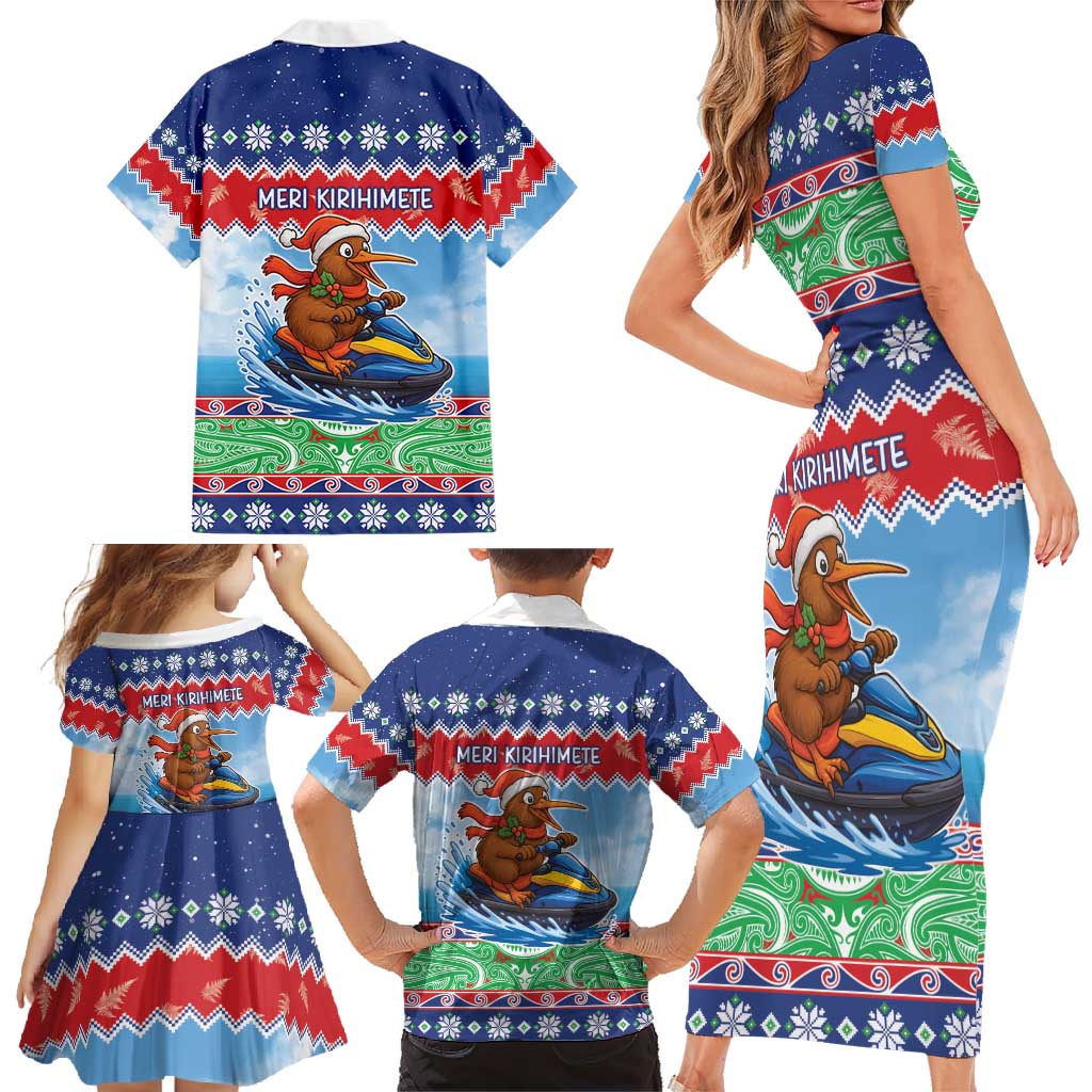 New Zealand Christmas Family Matching Short Sleeve Bodycon Dress and Hawaiian Shirt Funny Jet Ride Kiwi Xmas - Polynesian Pride
