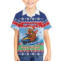 New Zealand Christmas Family Matching Short Sleeve Bodycon Dress and Hawaiian Shirt Funny Jet Ride Kiwi Xmas - Polynesian Pride