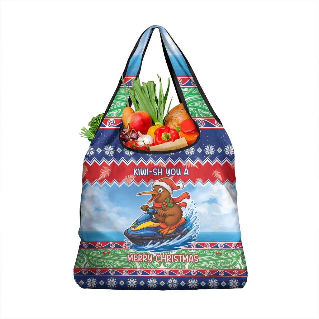 New Zealand Christmas Grocery Bag Funny Jet Ride Kiwi Xmas - Polynesian Pride