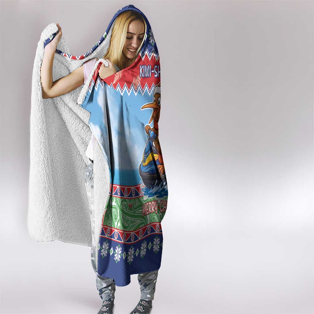 New Zealand Christmas Hooded Blanket Funny Jet Ride Kiwi Xmas - Polynesian Pride