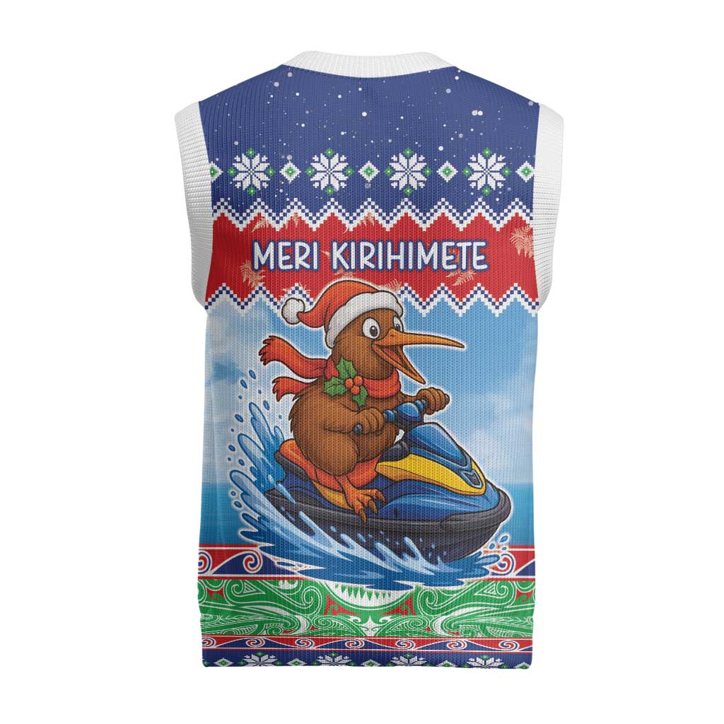 New Zealand Christmas Knitted V-Neck Vest Funny Jet Ride Kiwi Xmas - Polynesian Pride
