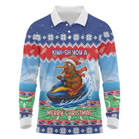 New Zealand Christmas Long Sleeve Polo Shirt Funny Jet Ride Kiwi Xmas - Polynesian Pride