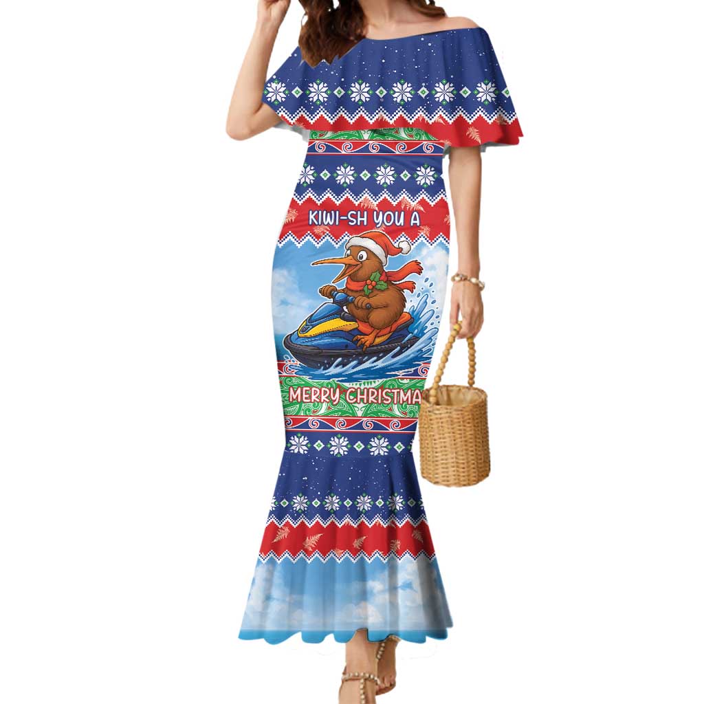 New Zealand Christmas Mermaid Dress Funny Jet Ride Kiwi Xmas - Polynesian Pride