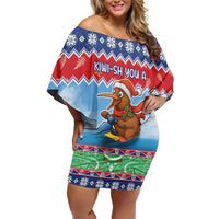 New Zealand Christmas Off Shoulder Short Dress Funny Jet Ride Kiwi Xmas - Polynesian Pride