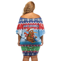 New Zealand Christmas Off Shoulder Short Dress Funny Jet Ride Kiwi Xmas - Polynesian Pride