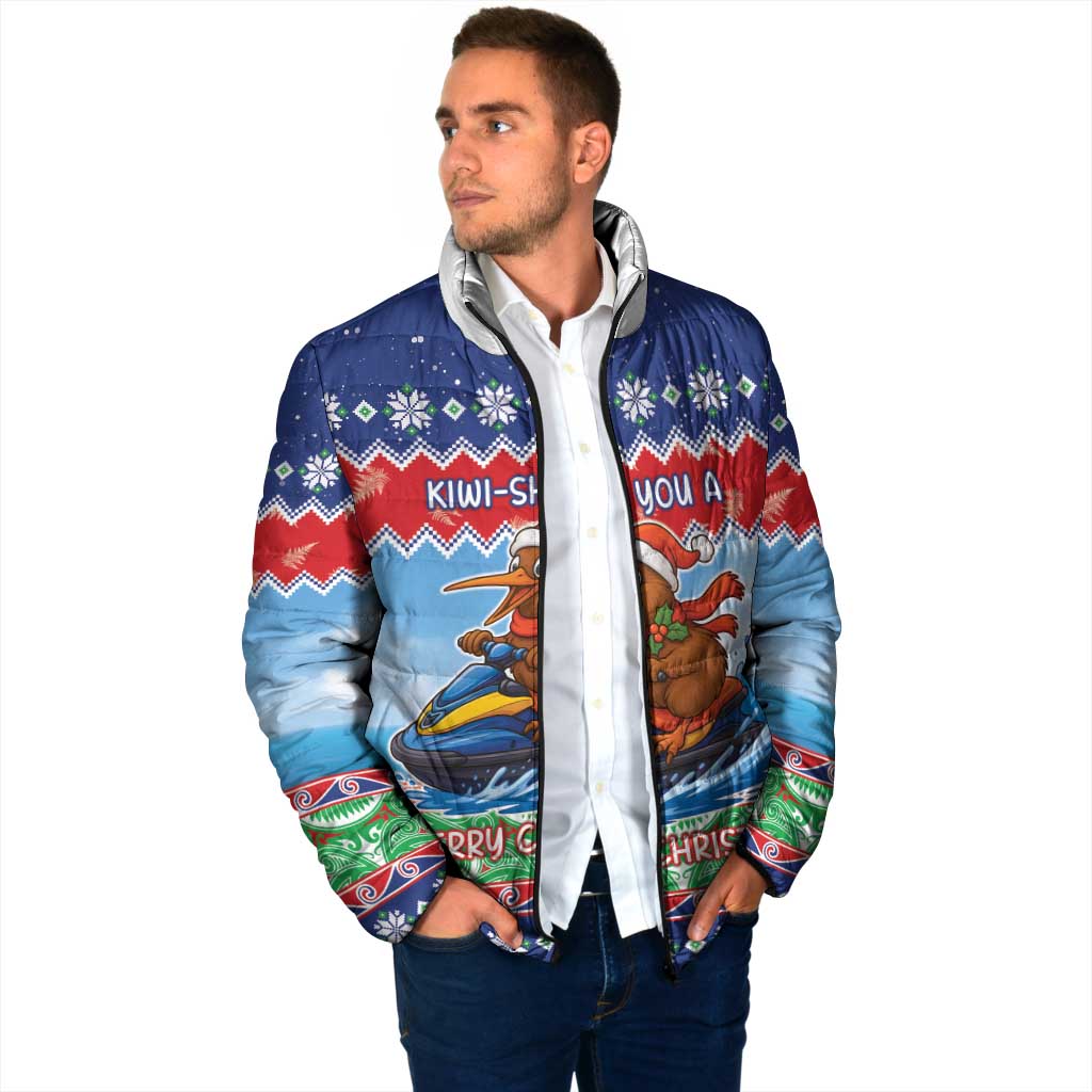 New Zealand Christmas Padded Jacket Funny Jet Ride Kiwi Xmas - Polynesian Pride