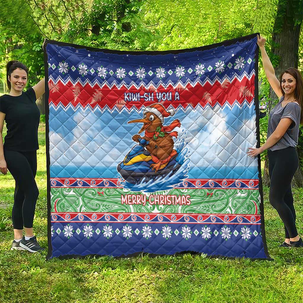 New Zealand Christmas Quilt Funny Jet Ride Kiwi Xmas - Polynesian Pride