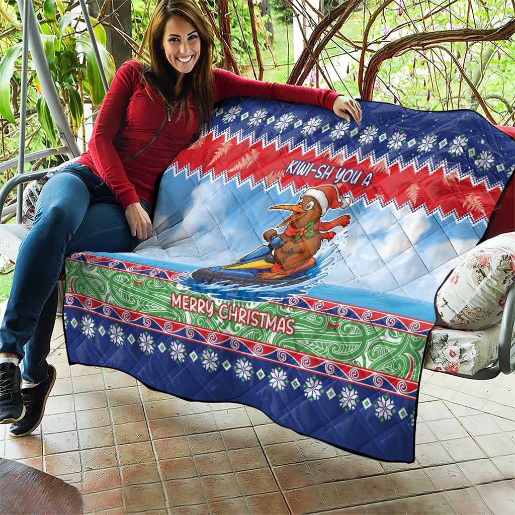 New Zealand Christmas Quilt Funny Jet Ride Kiwi Xmas - Polynesian Pride