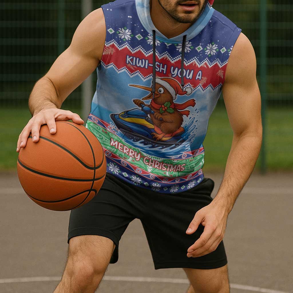 New Zealand Christmas Sleeveless Hoodie Funny Jet Ride Kiwi Xmas - Polynesian Pride
