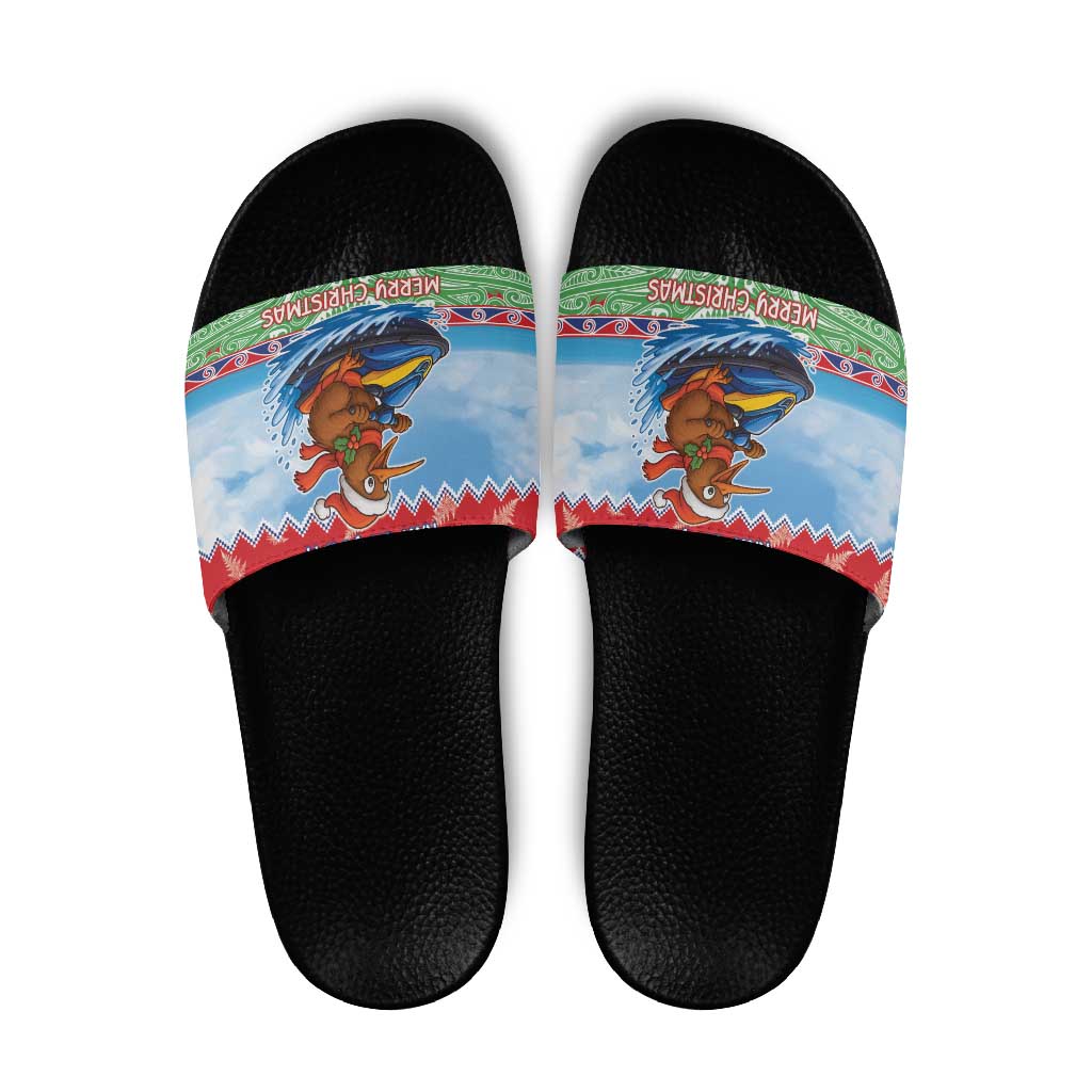 New Zealand Christmas Slide Sandals Funny Jet Ride Kiwi Xmas - Polynesian Pride