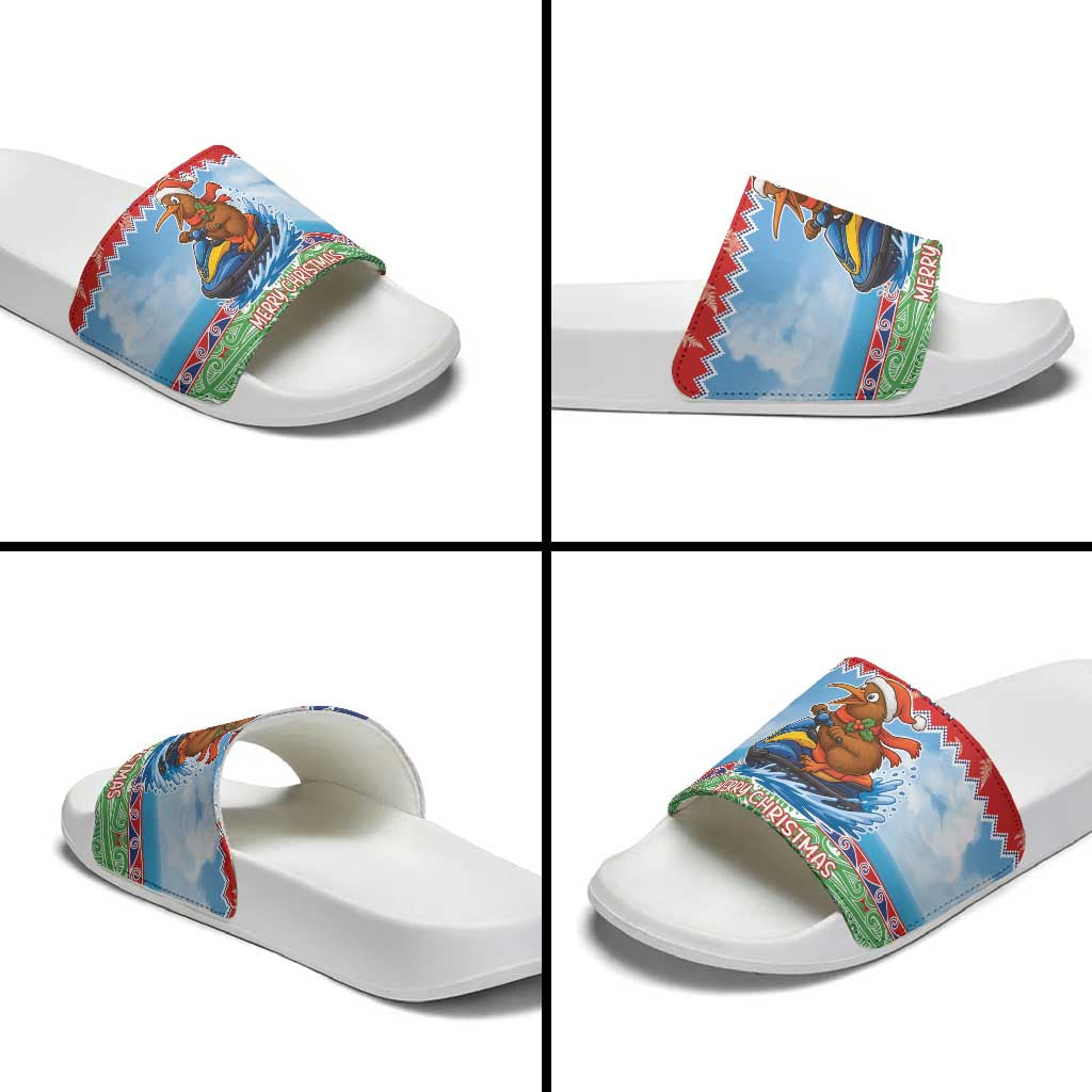 New Zealand Christmas Slide Sandals Funny Jet Ride Kiwi Xmas - Polynesian Pride